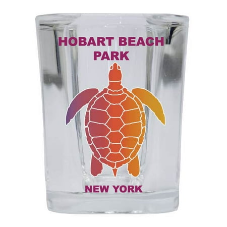 HOBART BEACH PARK Square Shot Glass Rainbow Turtle Design
