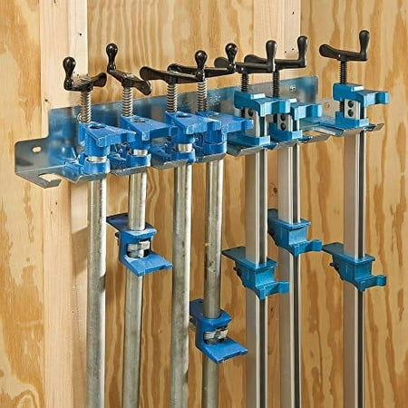 pipe clamp rack (24-5/8”) - bar clamp rack to store clamps - heavy duty - galvanized steel clamp rack – store 9 clamps up to .30” wide securely on wall
pipe clamp rack (24-5/8”) - bar clamp rack to store clamps - heavy duty - galvanized steel clamp rack – store 9 clamps up to .30” wide securely on wall