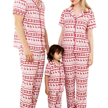 Biekopu Christmas Family Pajamas Set Deer Snowflake Print Long Sleeve Lapel Neck Tops+Trousers
Biekopu Christmas Family Pajamas Set Deer Snowflake Print Long Sleeve Lapel Neck Tops+Trousers