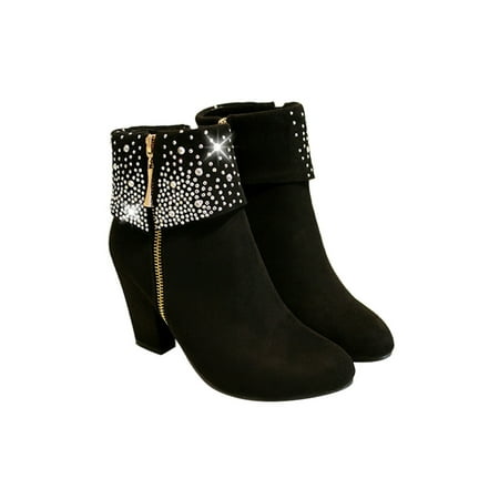 Wazshop Women Block Heels Bootie Comfort Ankle Booties Side Zip Winter Boots Anti-Slip Casual Short Boot Womens Chunky Heel Fashion Black 8
Wazshop Women Block Heels Bootie Comfort Ankle Booties Side Zip Winter Boots Anti-Slip Casual Short Boot Womens Chunky Heel Fashion Black 8