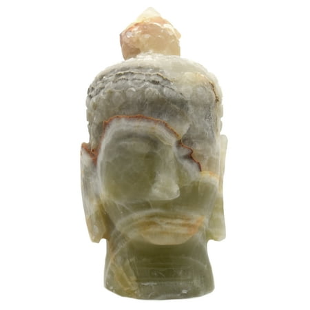 Revitalizing Green Onyx Aragonite Buddha Head , 6" tall (3.2lb), Carved from Real North American Green Onyx Aragonite - The Artisan Mined Series by hBAR