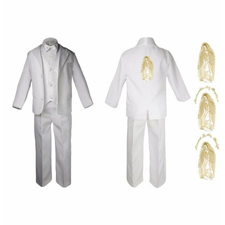New Born Baby Boy Christening Baptism Formal White Suit Back Virgin Mary Sm-7