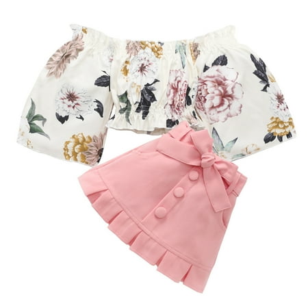 Baby Clothes Set Summer Short Sleeve Off Shoulder Floral Ruffle T Shirt Tops Bow Pleated Skirt Outfits
Baby Clothes Set Summer Short Sleeve Off Shoulder Floral Ruffle T Shirt Tops Bow Pleated Skirt Outfits