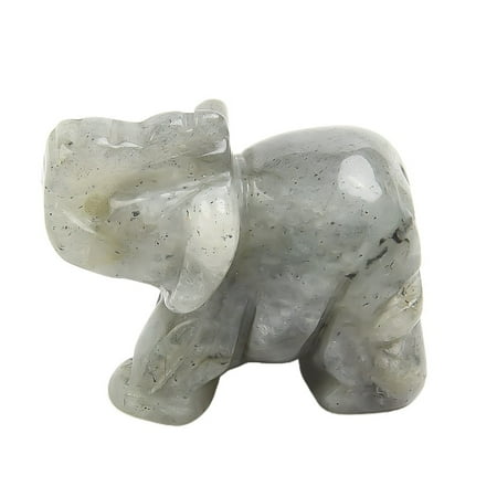 Green Carved Lucky Elephant Animal Statue Jade Stones Ornaments Aventurine Stone