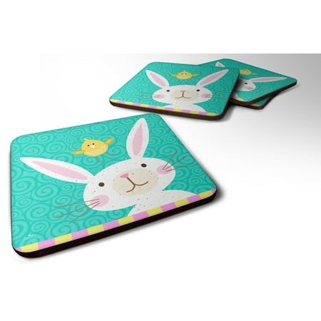 Caroline s Treasures Happy Easter Rabbit Foam Coaster Set of 4