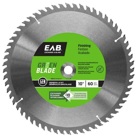 Exchange-A-Blade 1110152 10 in. x 60 Teeth Finishing Green Blade Saw Blade - Recyclable Exchangeable