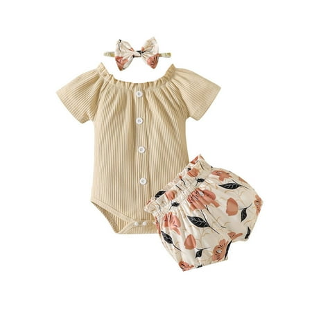 Pejock Newborn Toddler Infant Baby Girls Clothes Romper Shorts Set Cute Short Sleeve Round-Neck Blouses Printing Short Pants Headband 3-piece Set 6-12Months 
Pejock Newborn Toddler Infant Baby Girls Clothes Romper Shorts Set Cute Short Sleeve Round-Neck Blouses Printing Short Pants Headband 3-piece Set 6-12Months