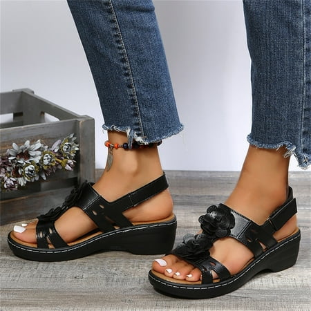 YOUSNH Large Size Sandals Round Toe Flower Open Toe Retro Roman Wedge Sandals for Women Womens Sandals Black 9(42)
YOUSNH Large Size Sandals Round Toe Flower Open Toe Retro Roman Wedge Sandals for Women Womens Sandals Black 9(42)