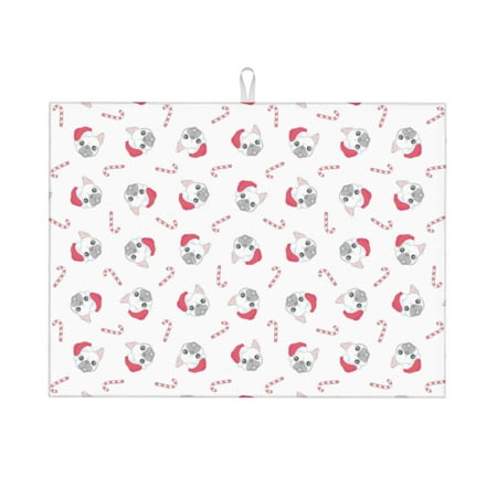 Large Dish Drying Mats for Kitchen Counter - Cute Santa Hat French Bulldog 18x24In Anti-Slip Absorbent Microfiber Drying Mat for Kitchen Counter Mat Dish Rack Mat with Hanging Loop
Large Dish Drying Mats for Kitchen Counter - Cute Santa Hat French Bulldog 18x24In Anti-Slip Absorbent Microfiber Drying Mat for Kitchen Counter Mat Dish Rack Mat with Hanging Loop
