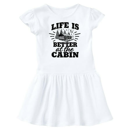Inktastic Life is Better at The Cabin with Trees and Moon Gift Baby Girl Dress