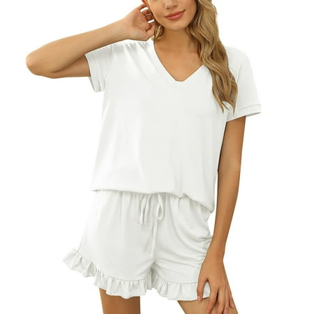 MIARHB Ladies Spring And Summer Solid Color Casual Drawstring Shorts Short Sleeve Pajamas Women s Shorts Home Set
MIARHB Ladies Spring And Summer Solid Color Casual Drawstring Shorts Short Sleeve Pajamas Women s Shorts Home Set