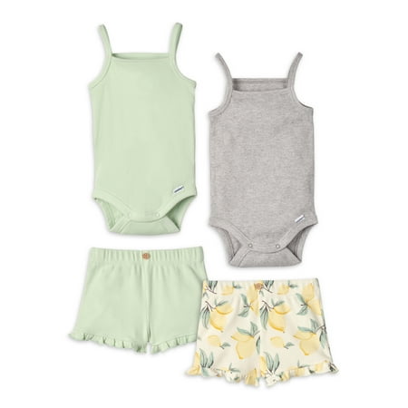 Modern Moments by Gerber Baby Girl Ribbed Bodysuits and Shorts Outfit Sets 4-Piece 0/3 -24 Months
Modern Moments by Gerber Baby Girl Ribbed Bodysuits and Shorts Outfit Sets 4-Piece 0/3 -24 Months
