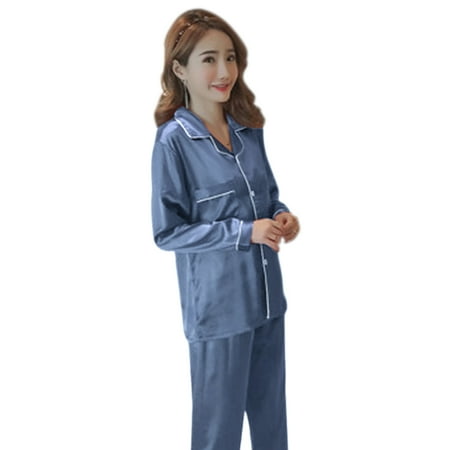 Women Satin Pajamas Set Long Sleeve Tops+Long Pants Sleepwear Pajamas Suit Spring Homewear Blue 4XL
Women Satin Pajamas Set Long Sleeve Tops+Long Pants Sleepwear Pajamas Suit Spring Homewear Blue 4XL