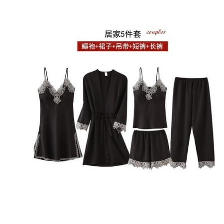 PIKADINGNIS 5PCS Robe&gown Set Women Lace Trim Satin Sleepwear Pyjamas Summer Bridal Wedding Nightwear Casual Home Wear Kimono Best Friend
PIKADINGNIS 5PCS Robe&gown Set Women Lace Trim Satin Sleepwear Pyjamas Summer Bridal Wedding Nightwear Casual Home Wear Kimono Best Friend