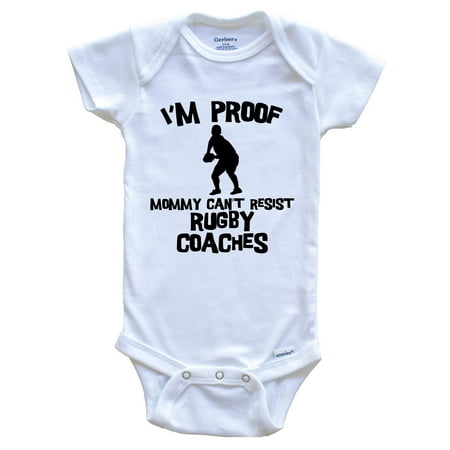I m Proof Mommy Can t Resist Rugby Coaches Funny Rugby Baby Bodysuit 0-3 Months White
I m Proof Mommy Can t Resist Rugby Coaches Funny Rugby Baby Bodysuit 0-3 Months White