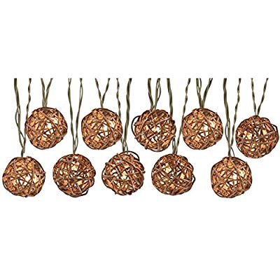8.5-ft 10-Light White Textured Bamboo-Shade Plug-in Globe String Lights