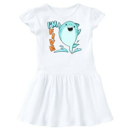 Inktastic I m Five- shark fifth birthday Gift Toddler Girl Dress