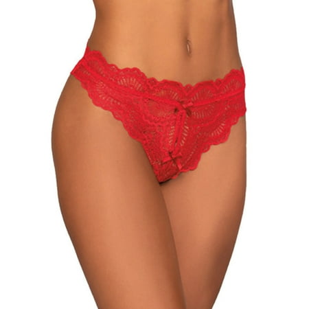 Dreamgirl Lace Tanga Open Crotch Panty with Open Back Detail