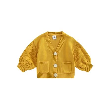 Arvbitana Toddler Girls Yellow Sweater Cardigan Warm Long Sleeve Button Down Solid Coats Outfits Fall Clothes with Pockets 1-6 Years
Arvbitana Toddler Girls Yellow Sweater Cardigan Warm Long Sleeve Button Down Solid Coats Outfits Fall Clothes with Pockets 1-6 Years