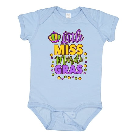 Inktastic Little Miss Mardi Gras with Crown and Dots Gift Baby Girl Bodysuit