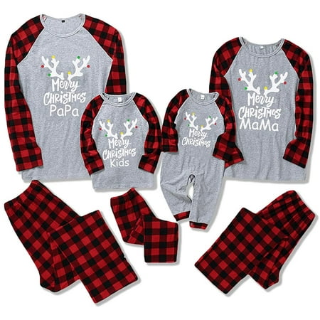 Family Matching Pajamas Long Sleeve Top and Pants Christmas PJs Sleepwear Set