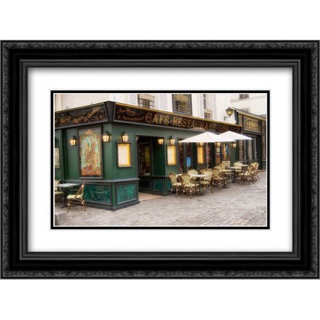 Cafe Monmartre 2x Matted 24x18 Black Ornate Framed Art Print by Niele, Cora