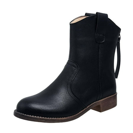 Boots for Women Women S Retro Solid Color Mid Calf Boots Middle-Heels Round-Toe Boots Back Zipper Boots
Boots for Women Women S Retro Solid Color Mid Calf Boots Middle-Heels Round-Toe Boots Back Zipper Boots