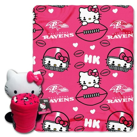 Baltimore Ravens Hello Kitty Pillow \/ Throw Combo