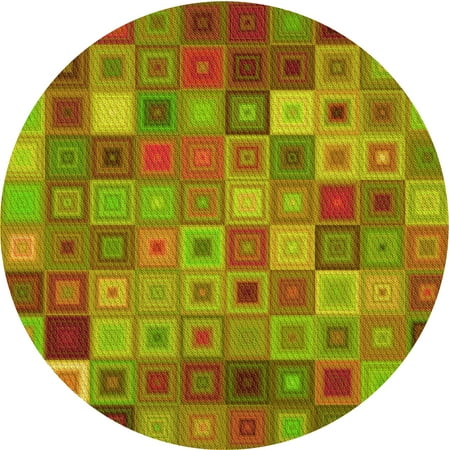 Ahgly Company Indoor Round Patterned Pistachio Green Area Rugs 3 Round