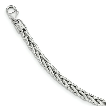 14k White 8.25in Link Wheat Chain Bracelet 8.5 Inch Fancy Man Men Spiga Flat For Dad Mens For Him