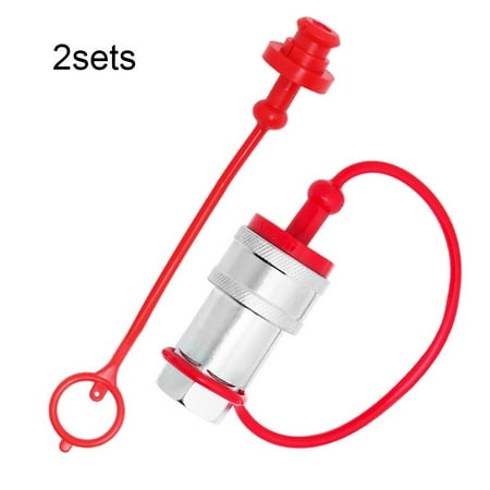 2 Set of Hydraulic Quick Connect Quick Connect Coupler Cap with Dust Cap