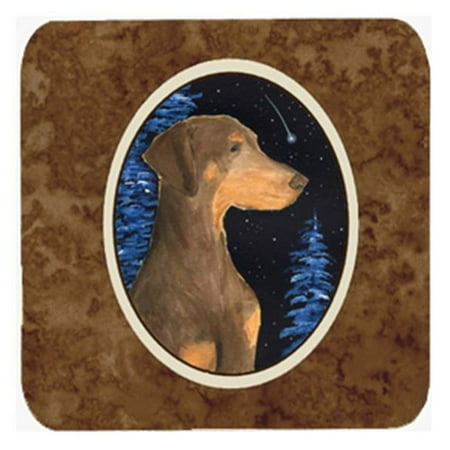 Starry Night Doberman Foam Coasters- Set Of 4