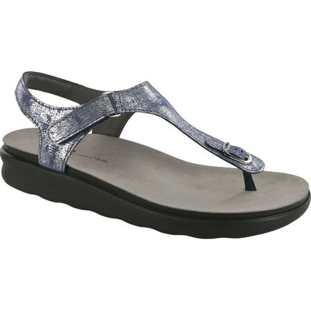 Women s SAS Marina Thong Sandal Silver Blue Leather 11.5 W