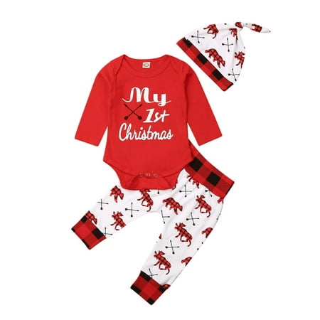 Izhansean My 1st Christmas Infant Baby Boy Girl Romper Deer Plaid Pants Hat Clothes Set Red 0-3 Months
Izhansean My 1st Christmas Infant Baby Boy Girl Romper Deer Plaid Pants Hat Clothes Set Red 0-3 Months