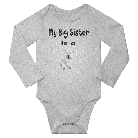 My Big Sister is a West Highland Terrier Dog Funny Baby Long Sleeve Clothing Bodysuits (Gray 6-12M)
My Big Sister is a West Highland Terrier Dog Funny Baby Long Sleeve Clothing Bodysuits (Gray 6-12M)