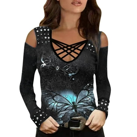 Ichuanyi Womens Fall Tops Clearance Women s Fashion Tops Printed Cross Strap Splice Long Sleeve Top Shirt Cold Shoulder Tunic Shirt Blouse Casual Tops Tops
Ichuanyi Womens Fall Tops Clearance Women s Fashion Tops Printed Cross Strap Splice Long Sleeve Top Shirt Cold Shoulder Tunic Shirt Blouse Casual Tops Tops