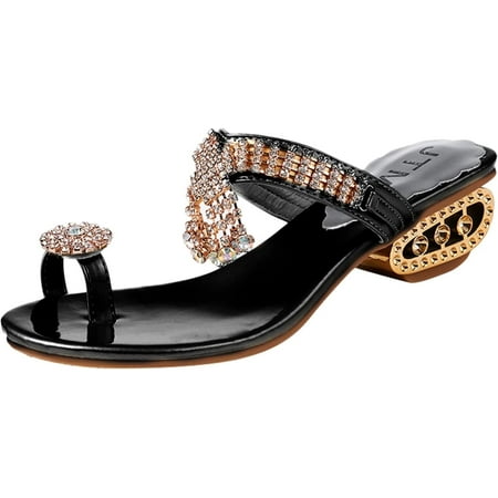 Casual Shoes Women s Rhinestone Clip Toe Sandals Summer Slides Slip On Sandals Low Heel Slippers (Black 9)
Casual Shoes Women s Rhinestone Clip Toe Sandals Summer Slides Slip On Sandals Low Heel Slippers (Black 9)