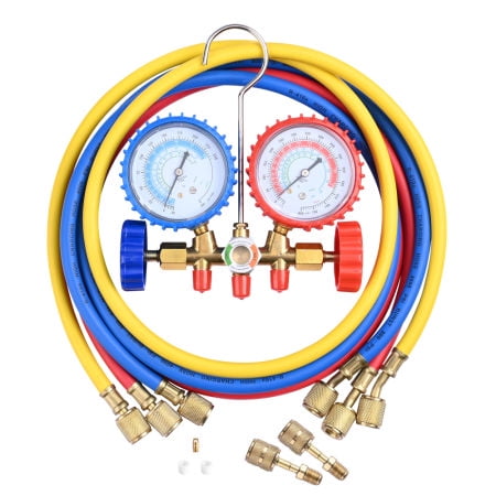 60in Manifold Gauge Hose 1/4in Fitting R410A R22 R404 Side Handle