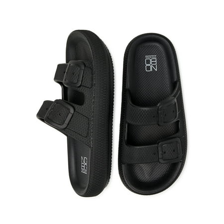 No Boundaries Womens 2 Buckle Comfort Slide