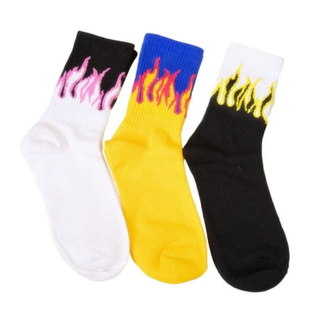 Frcolor 3 Pairs Flame Pattern Cotton Socks Stockings Fashion Breathable Stockings Medium Tube Socks Clothes Accessory(Balck + White + Yellow) 
Frcolor 3 Pairs Flame Pattern Cotton Socks Stockings Fashion Breathable Stockings Medium Tube Socks Clothes Accessory(Balck + White + Yellow)