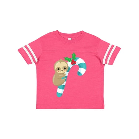 Inktastic Christmas Sloth Sloth With Candy Cane Mistletoe Gift Toddler Boy or Toddler Girl T-Shirt