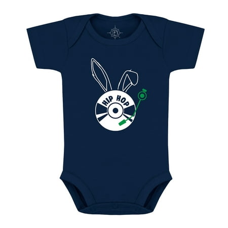 Creative Knitwear Easter Baby Bodysuit - Hip Hop Bunny - Navy - 12 Months
