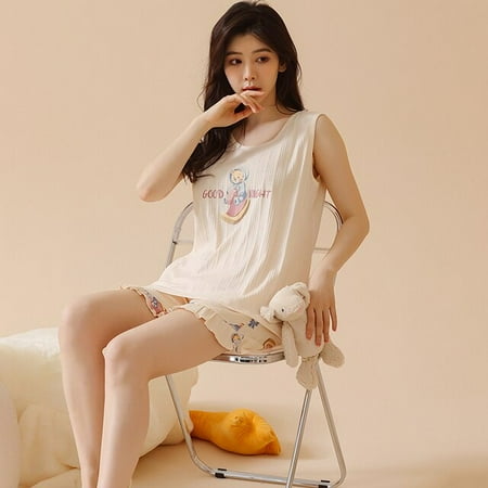 QWZNDZGR M-4XL PJ Sleeveless Pajamas For Women Kawaii Girl Sleepwear Cartoon Print Pajama Sets Pyjamas Black Sleepwear Homewear Fashion
QWZNDZGR M-4XL PJ Sleeveless Pajamas For Women Kawaii Girl Sleepwear Cartoon Print Pajama Sets Pyjamas Black Sleepwear Homewear Fashion