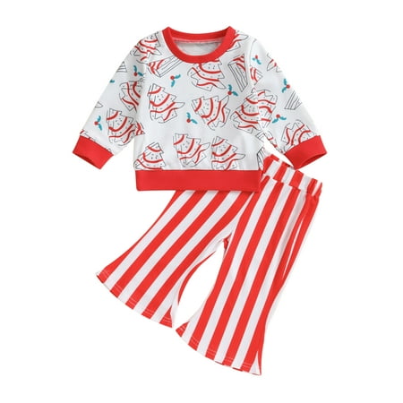Bagilaanoe 2Pcs Toddler Baby Girl Christmas Clothes Christmas Tree Print Long Sleeve Sweatshirt Tops + Striped Flared Trousers 6M 12M 18M 24M 3T 4T Kids Long Pants Set
Bagilaanoe 2Pcs Toddler Baby Girl Christmas Clothes Christmas Tree Print Long Sleeve Sweatshirt Tops + Striped Flared Trousers 6M 12M 18M 24M 3T 4T Kids Long Pants Set