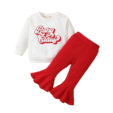Toddler Girls Christmas Long Sleeve Letter Prints T Shirt Tops Pullover Bell Bottoms Flare Pants Outfits For 3-4 Years
Toddler Girls Christmas Long Sleeve Letter Prints T Shirt Tops Pullover Bell Bottoms Flare Pants Outfits For 3-4 Years