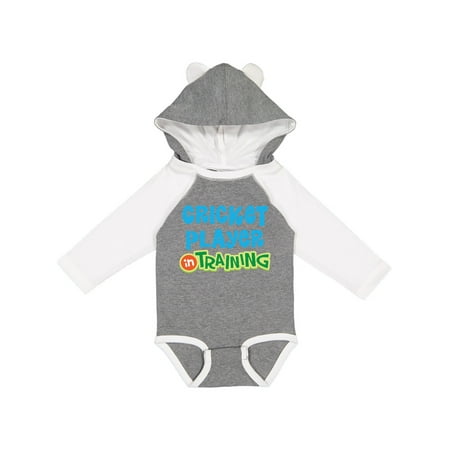 Inktastic Cricket player in training Gift Baby Boy or Baby Girl Long Sleeve Bodysuit