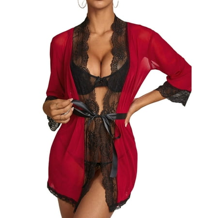 Sorrowso Women Sexy Sheer Mesh Kimono Robe with Belt Floral Lace Trim Patchwork Nightgown Open Front Babydoll Chemise Lingerie
Sorrowso Women Sexy Sheer Mesh Kimono Robe with Belt Floral Lace Trim Patchwork Nightgown Open Front Babydoll Chemise Lingerie