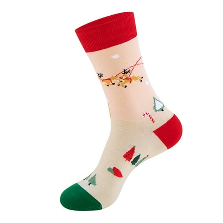 KEUSN Christmas Women Fashion Mid - Tube Christmas Print Socks