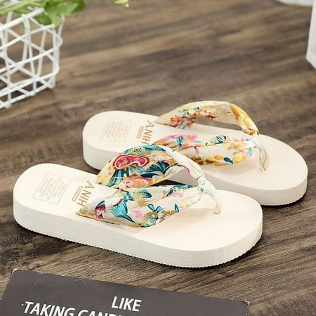Summer Floral Printing Slippers Women Bohemian Satin Strap Platform Wedge Flip Flops Outdoor Thick Bottom Beach Shoes Thick heel
Summer Floral Printing Slippers Women Bohemian Satin Strap Platform Wedge Flip Flops Outdoor Thick Bottom Beach Shoes Thick heel