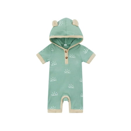 Suanret Infant Baby Girls Short Jumpsuit Short Sleeve Hooded Romper Sun Printed Summer Casual Bodysuit Clothes Green 3-6 Months
Suanret Infant Baby Girls Short Jumpsuit Short Sleeve Hooded Romper Sun Printed Summer Casual Bodysuit Clothes Green 3-6 Months